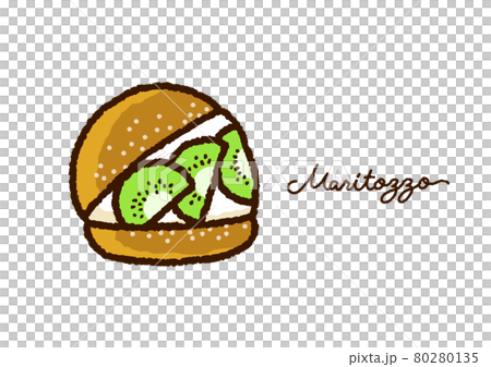 マリトッツォ（キウイ）のかわいいイラスト・話題のスイーツ 80280135