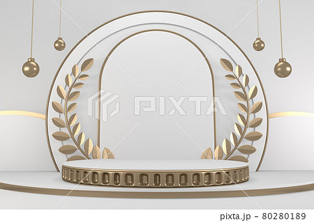 Victory golden podium winner on white background minimal design. 3D rendering Victory golden podium winner on white background minimal design. 3D rendering 80280189