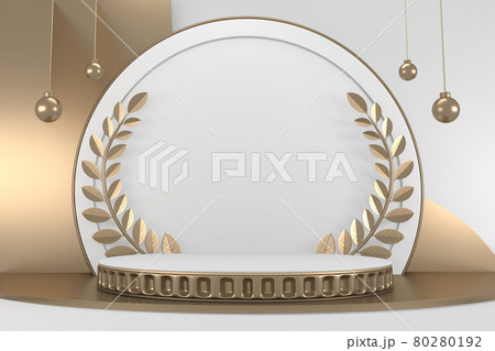 Victory golden podium winner on white background minimal design. 3D rendering Victory golden podium winner on white background minimal design. 3D rendering 80280192