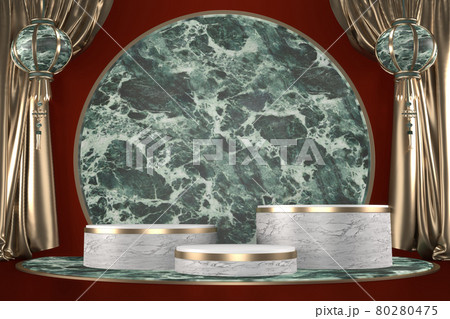 The Red Japanese podium show cosmetic product geometric japan style.3D rendering 80280475