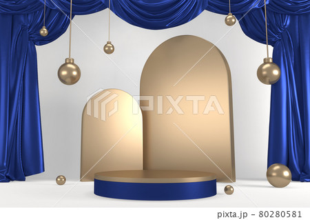 pedestal blue on blue background for the presentation . 3D rendering 80280581