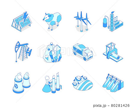 Industry and environment - modern line isometric icons set Industry and environment - modern line isometric icons set 80281426