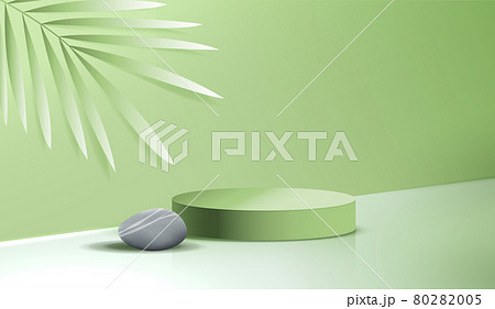 Cosmetic spa on green background and premium podium display for product presentation branding and packaging . studio stage with leaf and stone. vector design Cosmetic spa on green background and premium podium display for product presentation branding and packaging . studio stage with leaf and stone. vector design 80282005