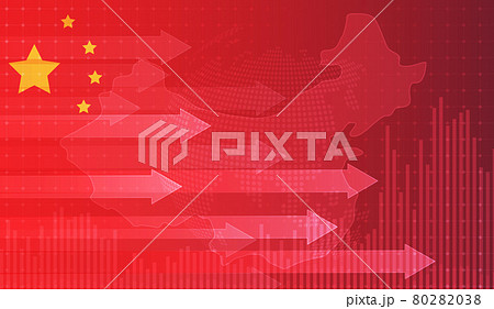 Growing chart against the background of the China flag candlestick graph Stock market exchange and graph chart business finance money investment on display board. vector design. 80282038
