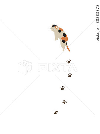 振り向く猫-ミケ猫 80283378