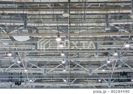 Pavilion ceiling with lights on, indoor view 80284490