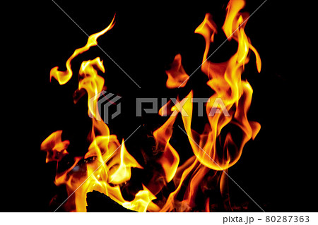 Fire flames on black background. Fire flames on black background. 80287363