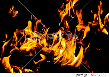 Fire flames on black background. 80287365
