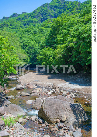 中木川　中木ダム、妙義湖上流付近　初夏の周辺景色　　　　　　 80287462