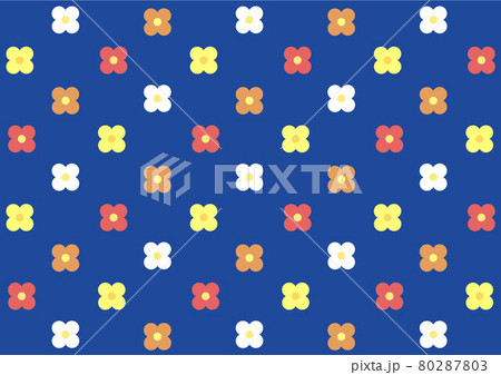 背景 レトロ花柄 青のイラスト素材