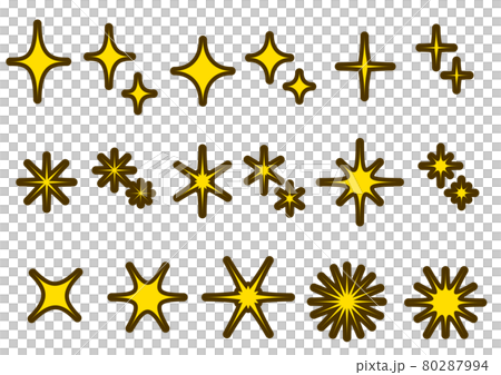 輝くキラキラ星 ふちありのイラスト素材 [80287994] - PIXTA