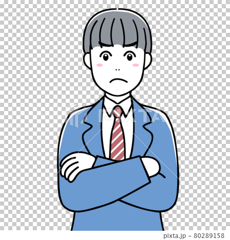 Grumpy high school boy with arms folded - Stock Illustration [80289158 ...