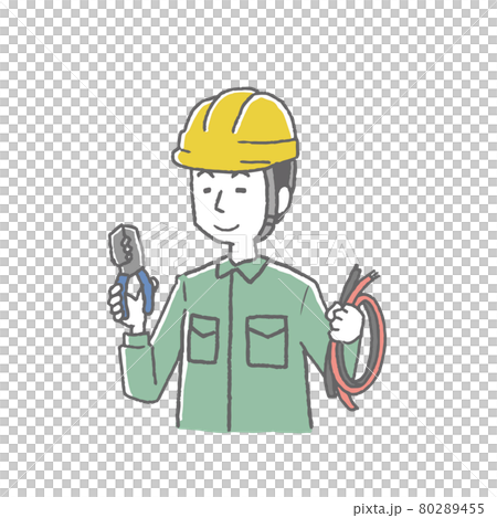 電気工事をする男性のイラスト素材