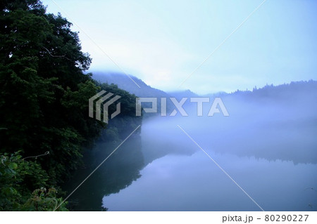 只見線・第1橋梁・霧（福島県・三島町） 80290227