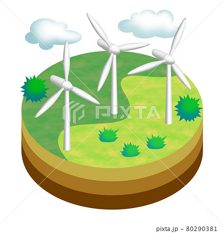再生可能エネルギーとしての風力発電 バリエーションありのイラスト素材