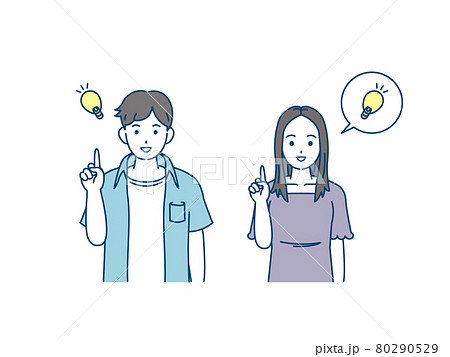 閃く アイデア 思いつく 解決 若い男女 カップル 若者 イラスト素材のイラスト素材