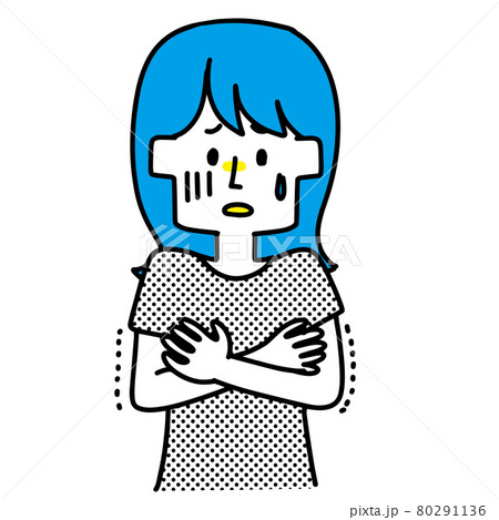 寒気がしている女性のイラスト 寒気がしている女性のイラスト 80291136