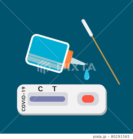A swab test or rapid test kit for viral COVID-19 test. flat vector illustration A swab test or rapid test kit for viral COVID-19 test. flat vector illustration 80291565