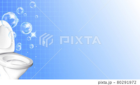 Ceramic Toilet Restroom Tool And Bubbles Vector 80291972