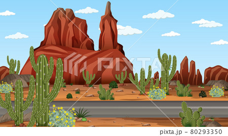Desert forest landscape at daytime scene with long road 80293350