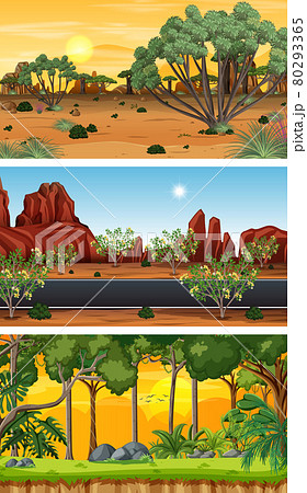 Set of different nature horizontal scenes 80293365
