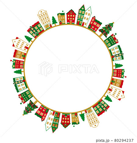 冬のクリスマスの街並みのベクターイラスト背景(風景,フレーム,xmas.X'mas,町並み) 冬のクリスマスの街並みのベクターイラスト背景(風景,フレーム,xmas.X'mas,町並み) 80294237