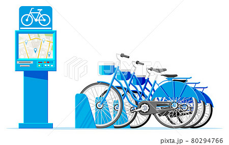 City Bicycle Sharing System Isolated on White. 80294766