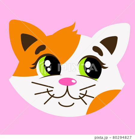 Tricolor cat with green eyes. Muzzle. Vector Tricolor cat with green eyes. Muzzle. Vector 80294827