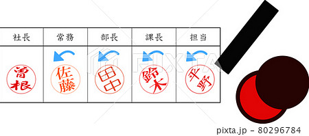 不思議な慣習 お辞儀ハンコのイラストのイラスト素材