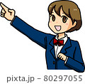 空を指差す学生服の女子 80297055