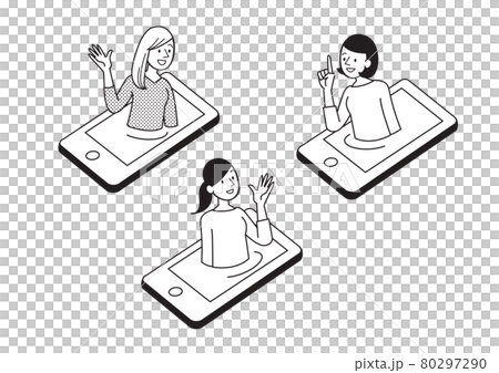 Female simple illustration conversation smartphone Female simple illustration conversation smartphone 80297290