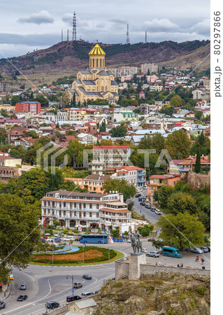 View of Holy Trinity Cathedral of Tbilisi, Georgia 80297866