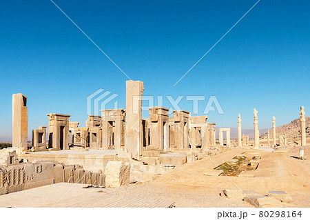 The palace of Darius was built on the south west from Apadana palace. The construction was built on 2,5m high terrace and was finished by Xerxes and rebuilt by Artaxerxes III. On the south side there  80298164