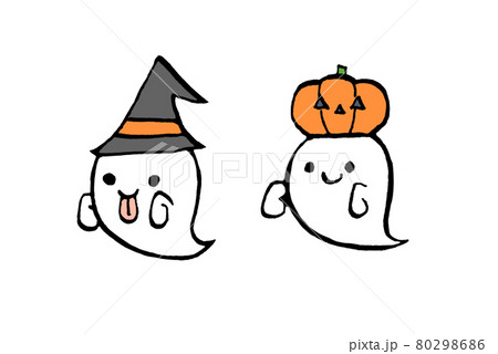 ハロウィンのかわいいおばけイラストセットのイラスト素材