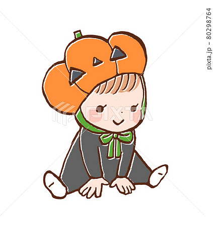 ハロウィンで仮装した赤ちゃんのイラストのイラスト素材