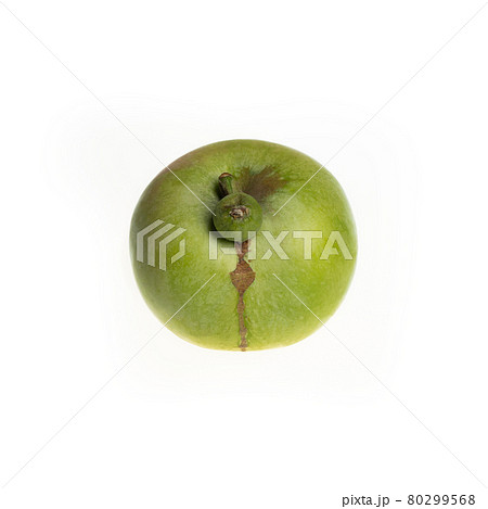 Trendy ugly food concept. Green apple isolated on white background. Fruit with a strange shape. The problem of food waste 80299568