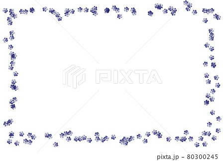 お花フレーム枠1 青 白ふちあり ポストカード比率 グリーティングカード のイラスト素材