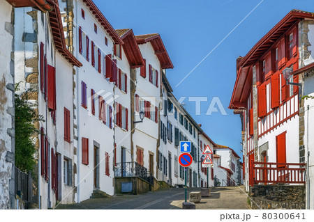 Street in  Espelette, Pyrenees-Atlantiques, France 80300641