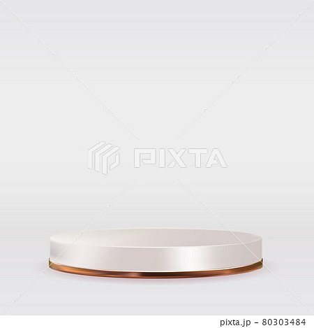 White Podium with golden confetti. Vector Illustration 80303484