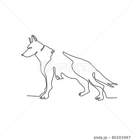 Shepherd. The dog is drawn in one line. Minimalistic graphics. Shepherd. The dog is drawn in one line. Minimalistic graphics. 80303997