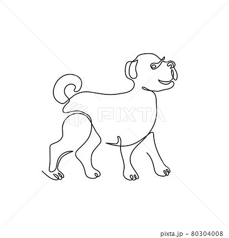 The dog is drawn with one line. Continuous line. Chinese dog year zodiac. T 80304008