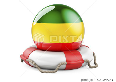 Lifebelt with Rastafarian flag. 3D rendering Lifebelt with Rastafarian flag. 3D rendering 80304573