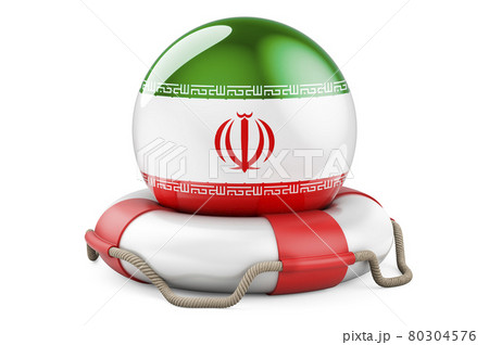 Lifebelt with Iranian flag. Safe, help and protect of Iran concept. 3D rendering Lifebelt with Iranian flag. Safe, help and protect of Iran concept. 3D rendering 80304576