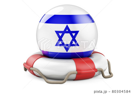 Lifebelt with Israeli flag. Safe, help and protect of Israel concept. 3D rendering Lifebelt with Israeli flag. Safe, help and protect of Israel concept. 3D rendering 80304584