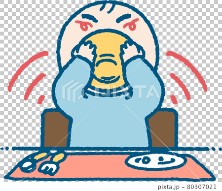 食事を食べきる子供のイラストのイラスト素材