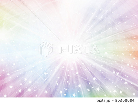 Vector colorful sparkling background with radial rays, lights and stars. Unicorn background. Vector colorful sparkling background with radial rays, lights and stars. Unicorn background. 80308084