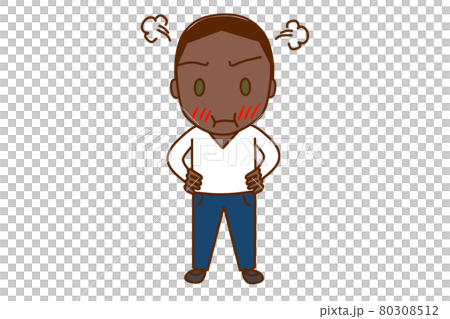 <Whole body / front> An African man who is angry with Punpun and Nio standing <Whole body / front> An African man who is angry with Punpun and Nio standing 80308512