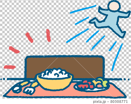食事から逃げ出す反抗期の子供のイラスト 食事から逃げ出す反抗期の子供のイラスト 80308771
