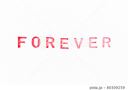 Red color rubber stamp in word forever on white paper background Red color rubber stamp in word forever on white paper background 80309259