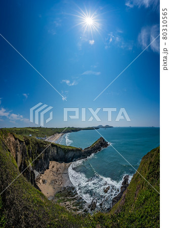 Whitesands Bay beach and cliffs, Wales 80310565
